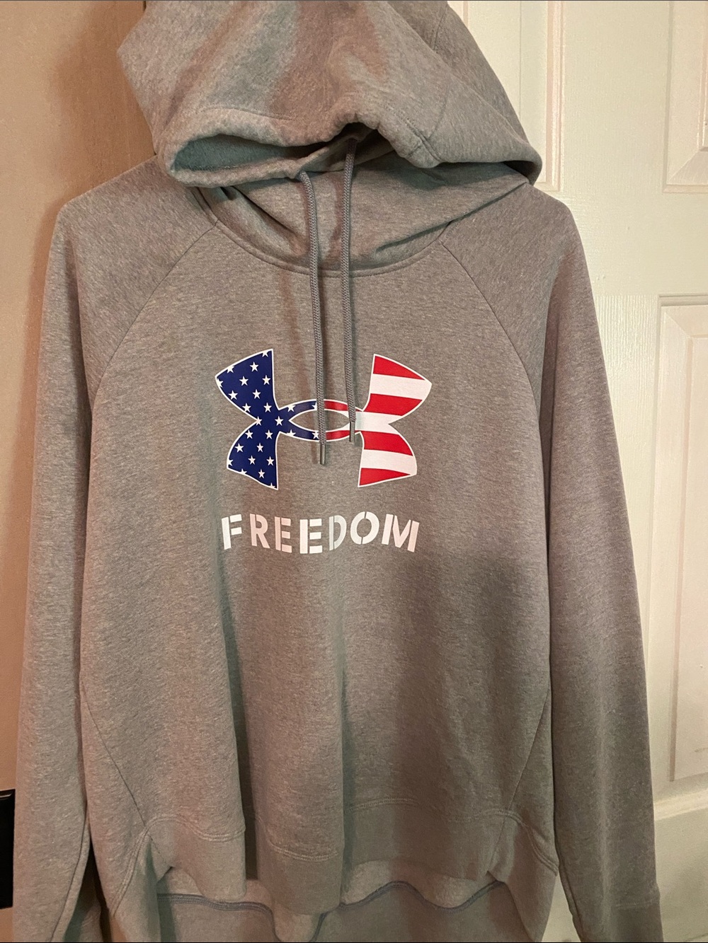 Under Armour Gray Hoodie with American Flag Logo NWOT‼️